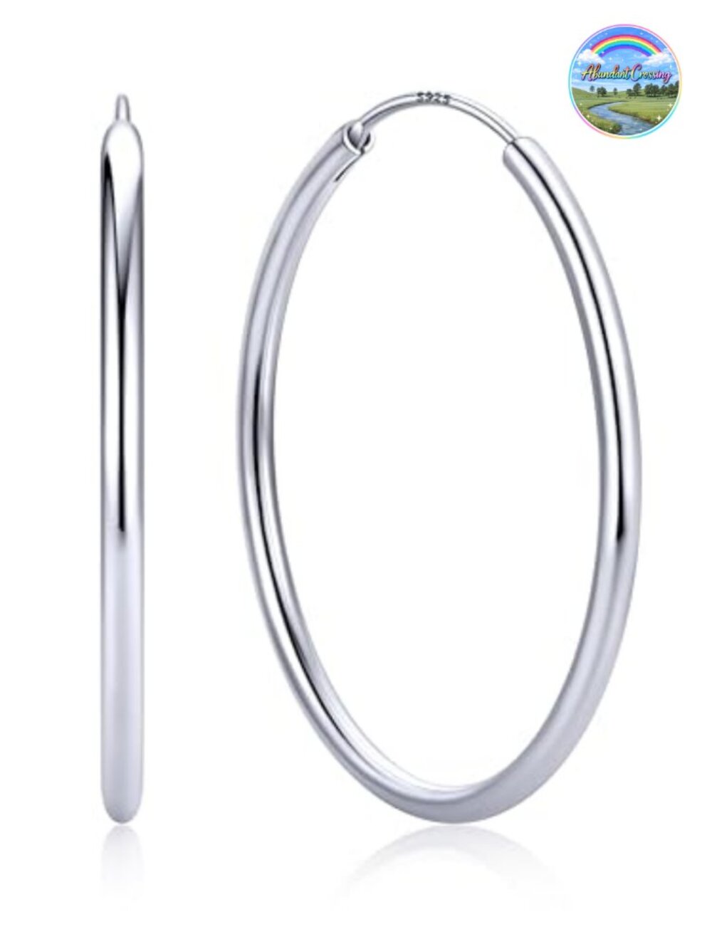 Sterling Silver Hoop Earrings 14K Gold Plated 40mm